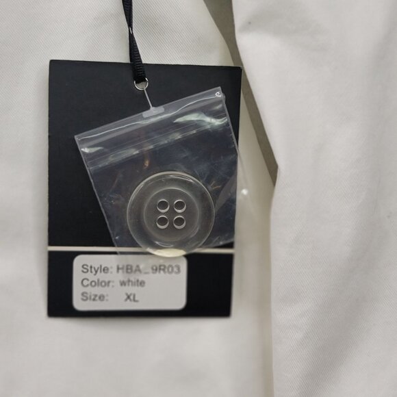 Casual Studio White Ruched Front Button-Up Blazer Jacket XL Lined Shoulder Pads - Picture 10 of 10